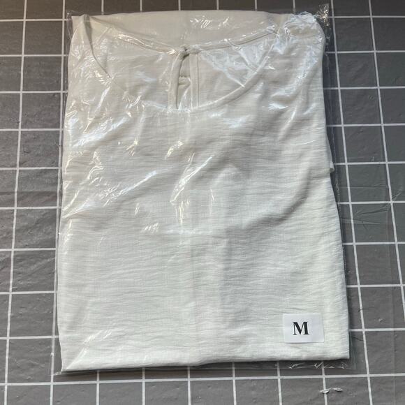 White Semi Sheer Casual Sleeveless Knee-Length Ruffle Mini Shift Dress Med NWT - Picture 10 of 13